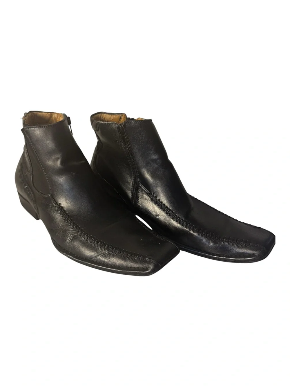 Steve Madden Men's Black Square-Toe Zip Ankle Boots Zip closure stokpile 10.5